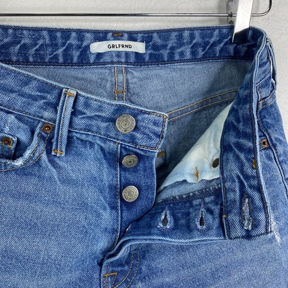 GRLFRND Cindy Buttonfly Highrise Psychedellic Shack Denim Distressed Sho… - Picture 13 of 14